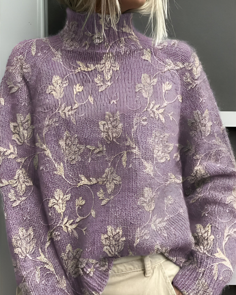 Women’s Casual Graphic Knitted Jumper Purple