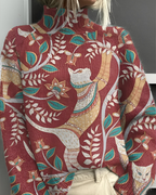 Women’s Casual Graphic Knitted Jumper Red