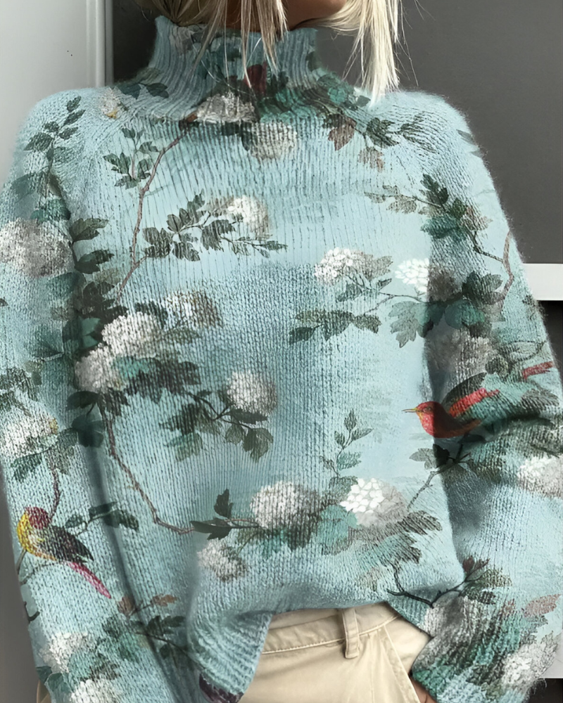 Women’s Casual Graphic Knitted Jumper Sea Blue