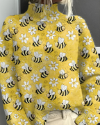 Women’s Casual Graphic Knitted Jumper Yellow