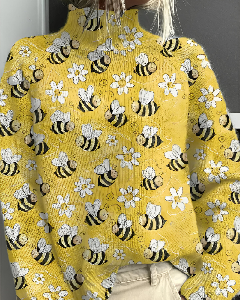 Women’s Casual Graphic Knitted Jumper Yellow