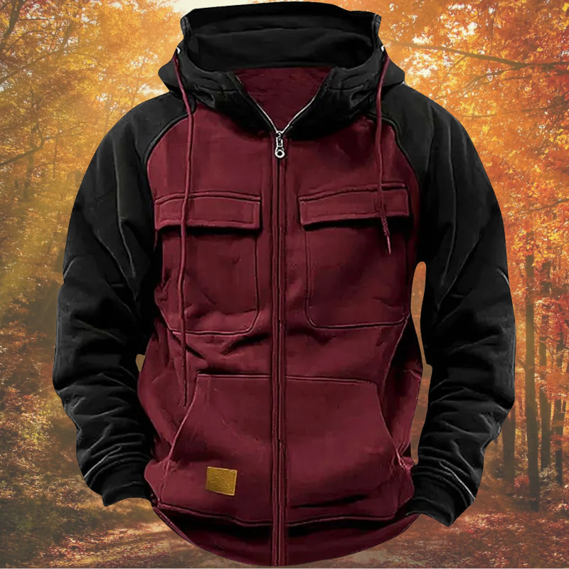 Men’s Casual Half-Zip Hoodie Burgundy