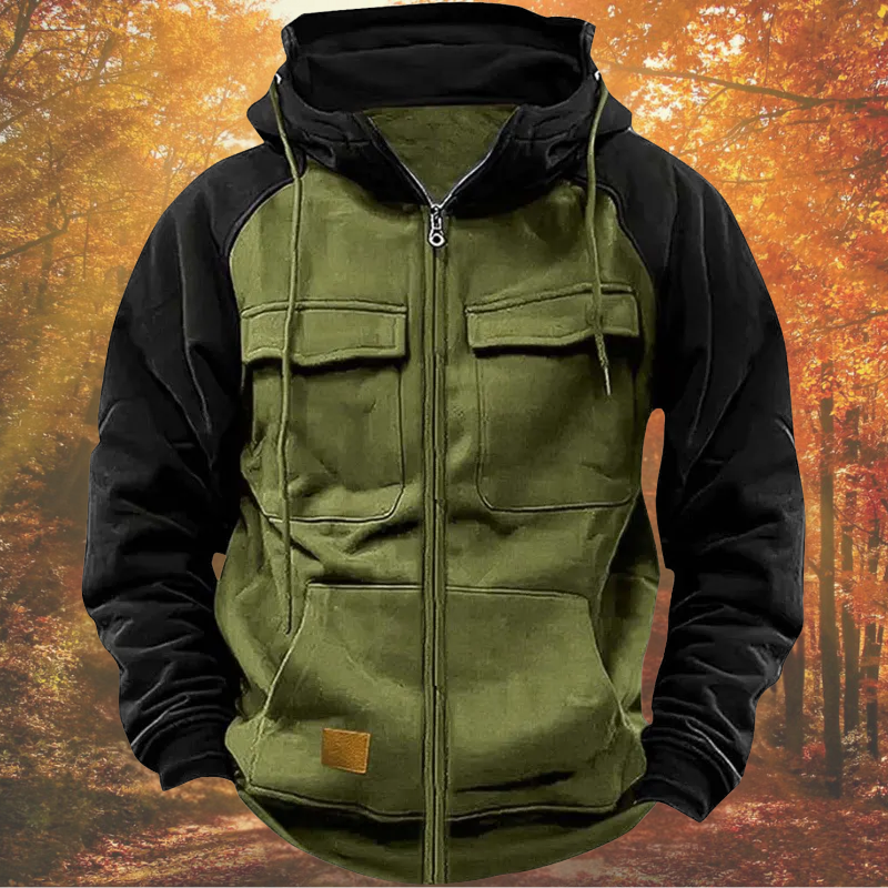 Men’s Casual Half-Zip Hoodie Green