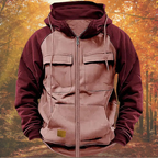 Men’s Casual Half-Zip Hoodie Pink