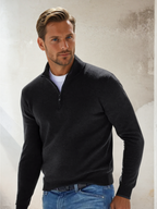 Men’s Zip-Up Jumper with Stand Collar Black