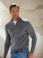 Men’s Zip-Up Jumper with Stand Collar Grey