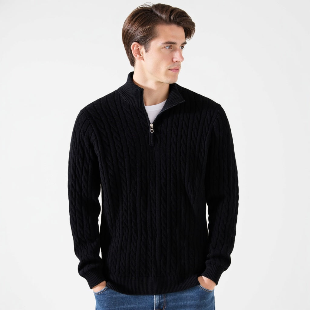 Men’s Classic Knitted Half-Zip Jumper Black