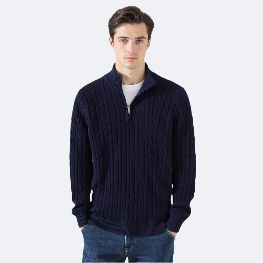 Men’s Classic Knitted Half-Zip Jumper Blue