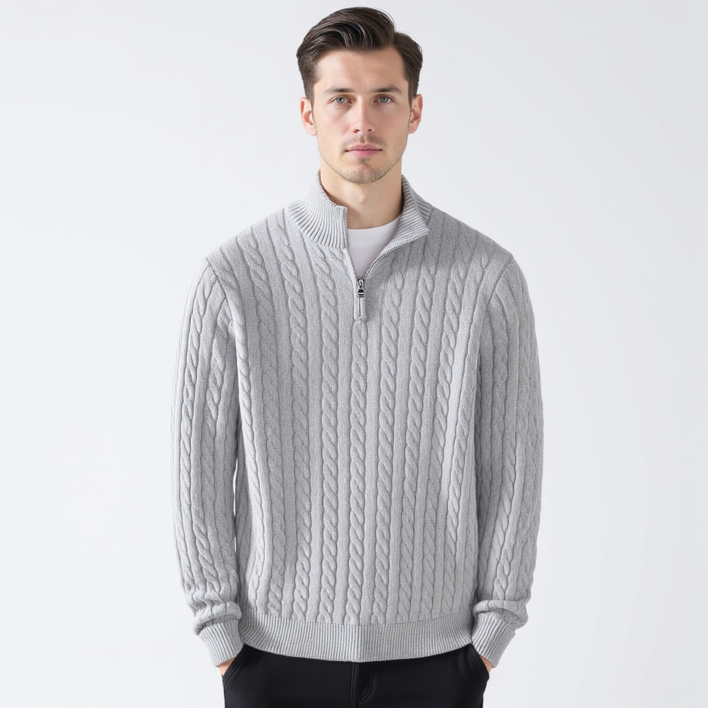 Men’s Classic Knitted Half-Zip Jumper Grey