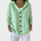 Women’s Relaxed Fit Hooded Button-Front Knit Cardigan