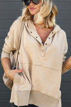 Women’s Relaxed Fit Hooded Drawstring Longline Sweatshirt Grey