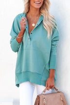 Women’s Relaxed Fit Hooded Drawstring Longline Sweatshirt Light Blue