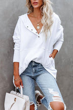 Women’s Relaxed Fit Hooded Drawstring Longline Sweatshirt White