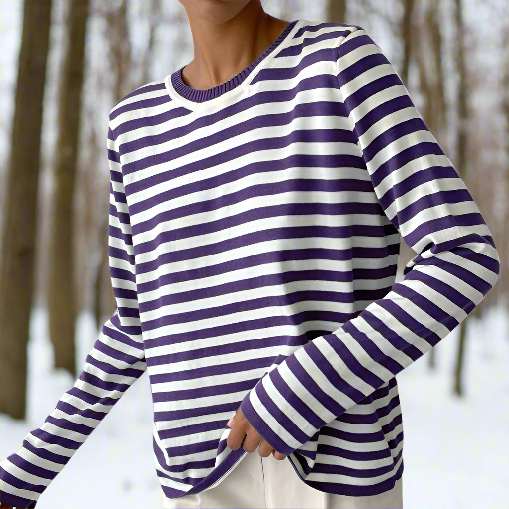 Women’s Classic Striped Long Sleeve T-Shirt Royal Lilac