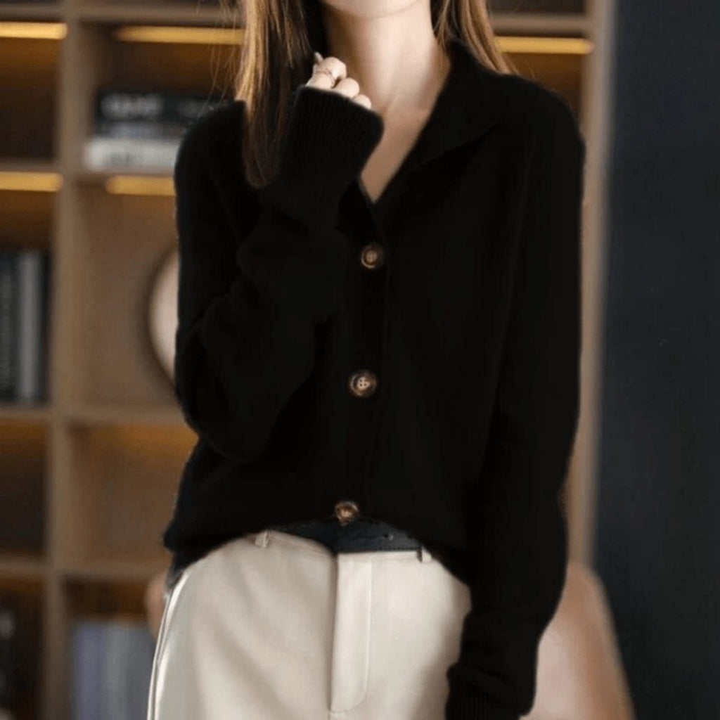 Women’s Button-Front Knit Cardigan Black