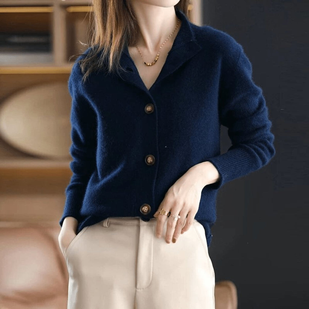 Women’s Button-Front Knit Cardigan Dark Blue