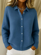 Women’s Knitted Jumper with Collar Blue