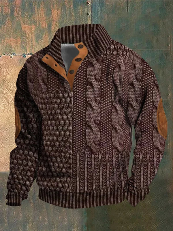 Men’s Warm Knitted Pullover Jumper Dark Red