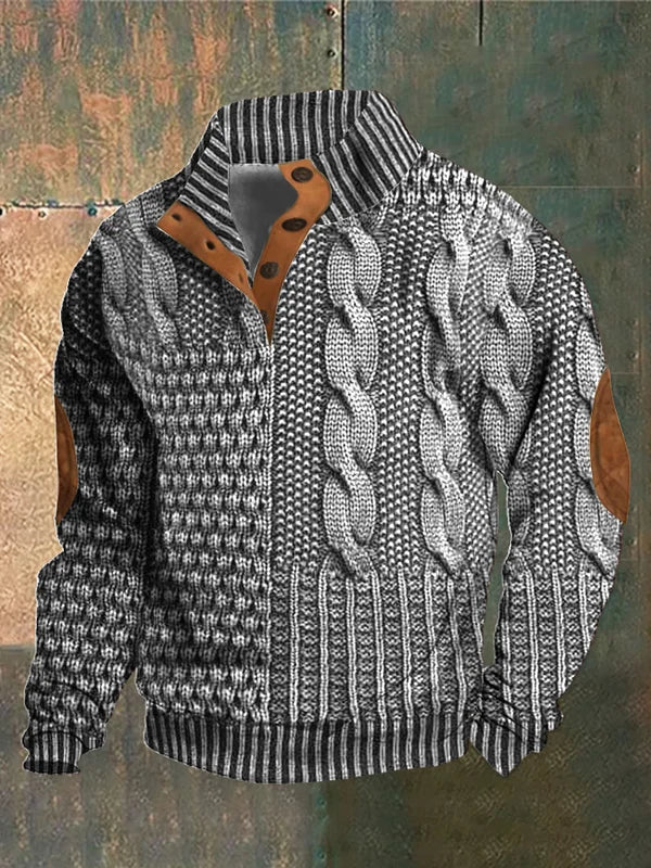 Men’s Warm Knitted Pullover Jumper Light Grey