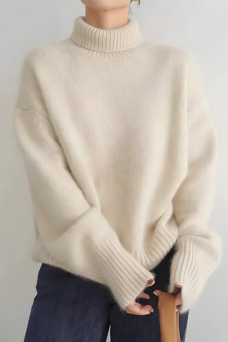Women’s Knitted Roll-Neck Jumper Beige