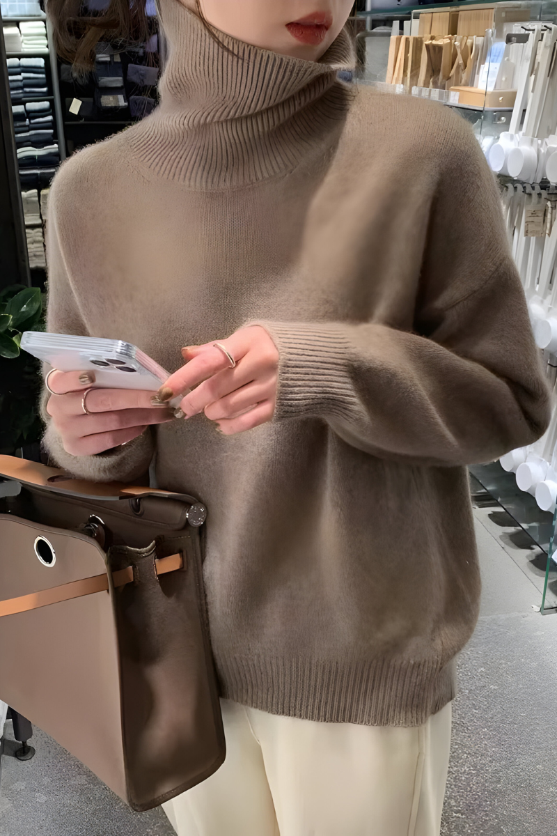 Women’s Knitted Roll-Neck Jumper Brown