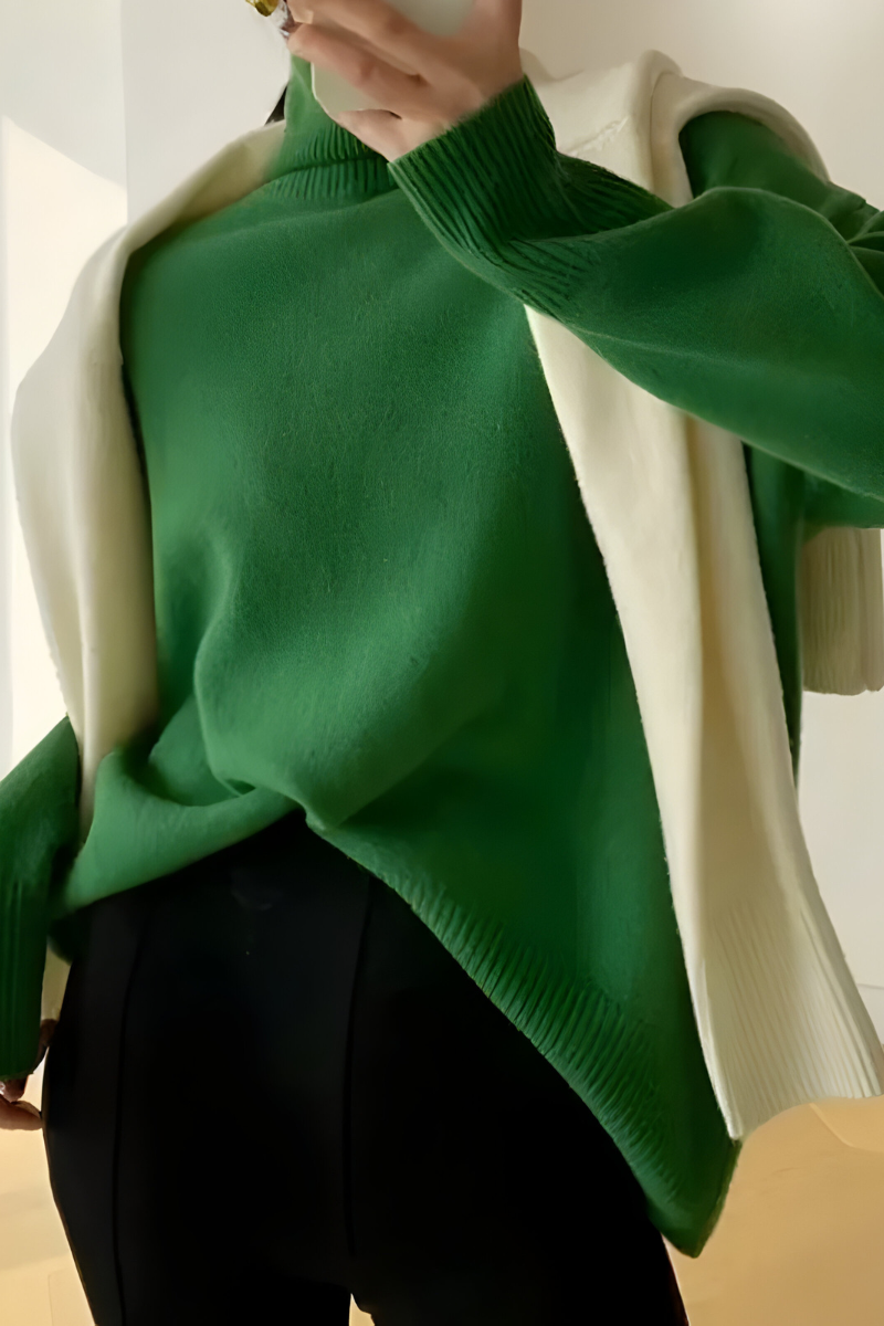Women’s Knitted Roll-Neck Jumper Green
