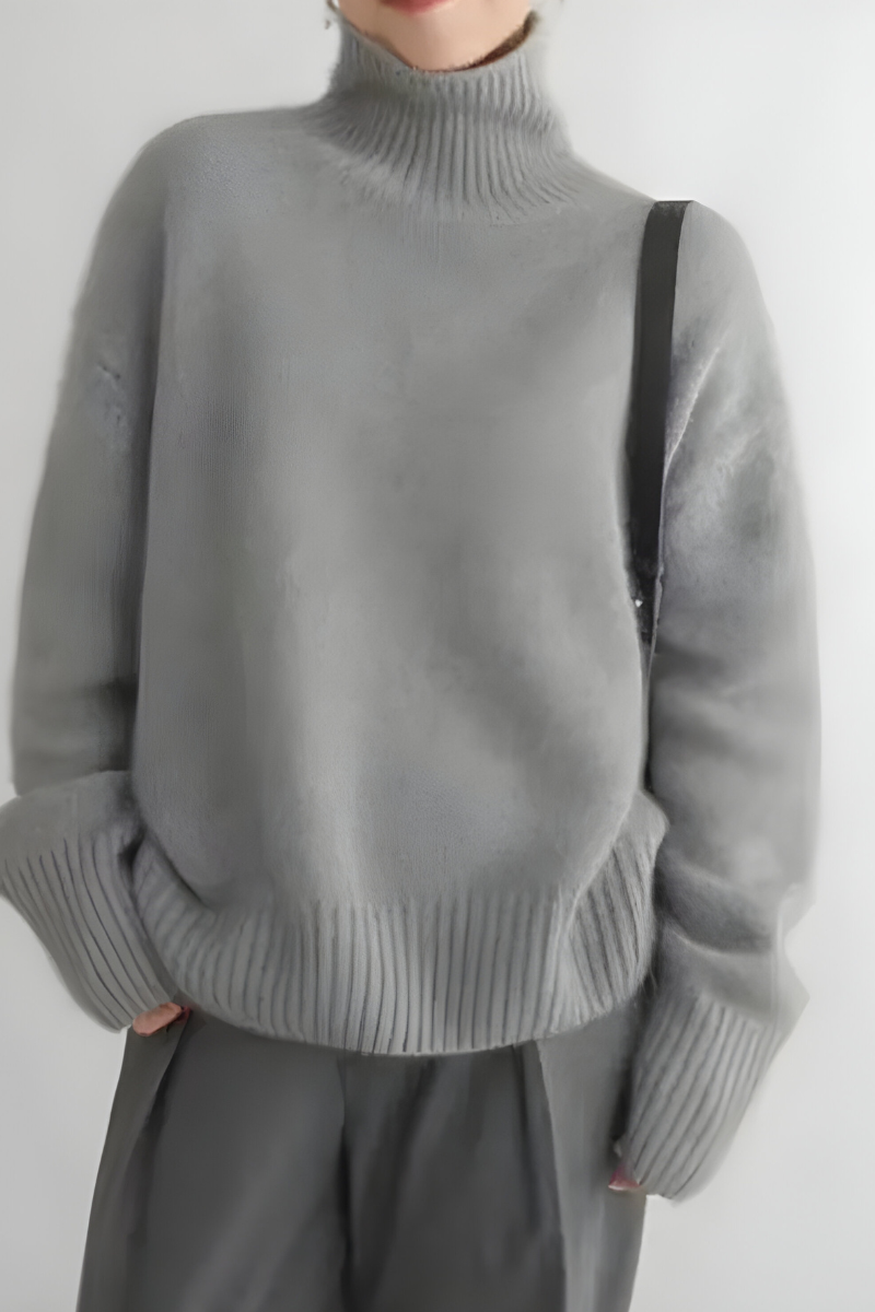 Women’s Knitted Roll-Neck Jumper Grey