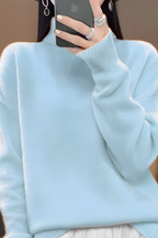 Women’s Knitted Roll-Neck Jumper Light Blue