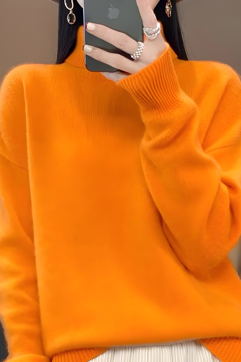 Women’s Knitted Roll-Neck Jumper Orange