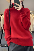 Women’s Knitted Roll-Neck Jumper Red