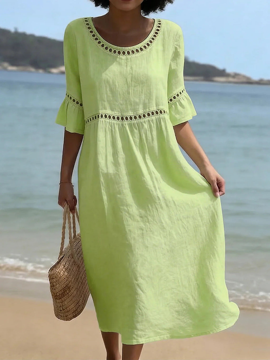 Women’s Elegant Tummy-Flattering Midi Dress Green