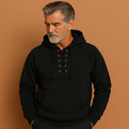 Men’s Hoodie with Lace-Up Detail Black