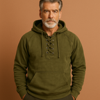 Men’s Hoodie with Lace-Up Detail Green