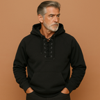 Men’s Hoodie with Lace-Up Detail Grey