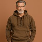 Men’s Hoodie with Lace-Up Detail Khaki