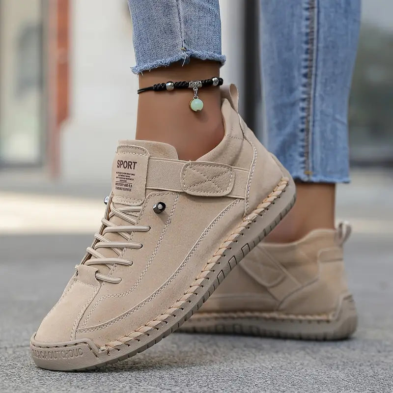 Women’s Classic Lace-Up Casual Sneakers Beige