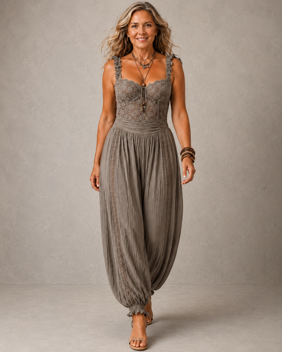 Women’s Elegant Wide-Leg Jumpsuit Grey