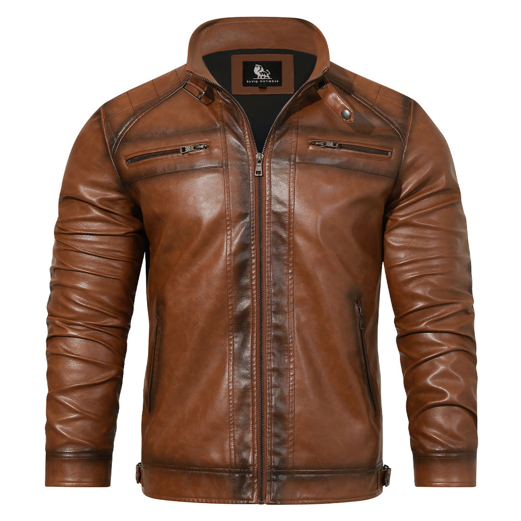 Men’s Roadster Faux Leather Biker Jacket Sienna