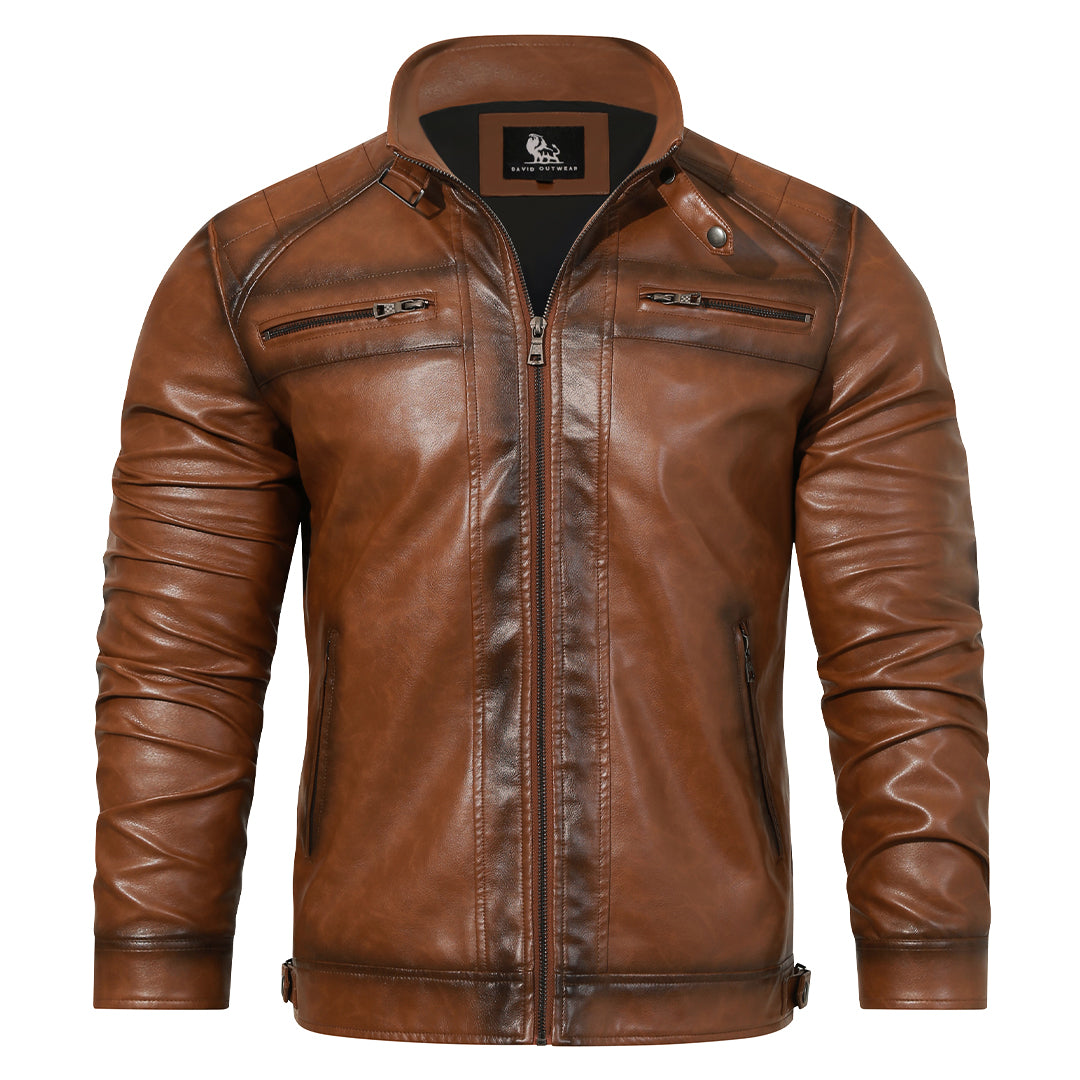 Men’s Roadster Faux Leather Biker Jacket Sienna