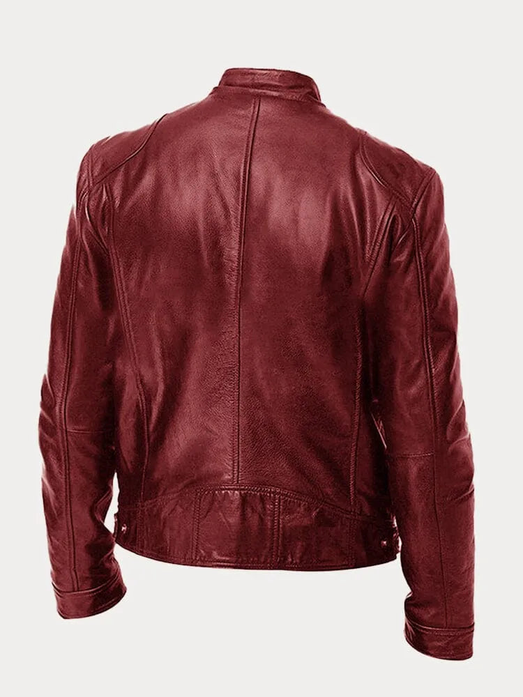 Men’s Timeless Faux Leather Jacket with Zip Fastening