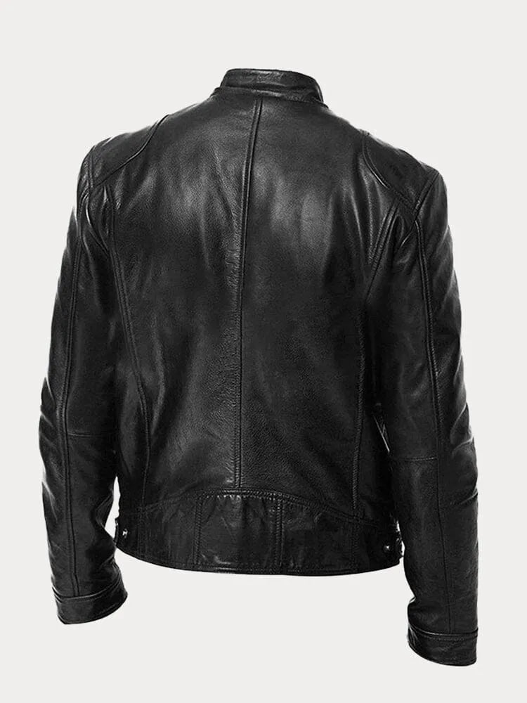 Men’s Timeless Faux Leather Jacket with Zip Fastening