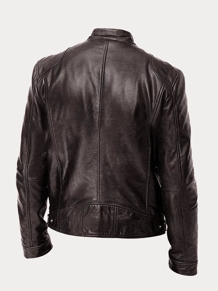 Men’s Timeless Faux Leather Jacket with Zip Fastening