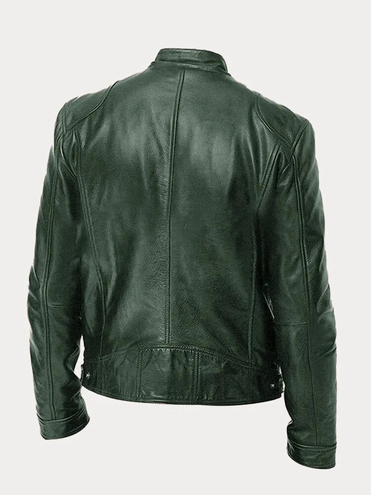 Men’s Timeless Faux Leather Jacket with Zip Fastening