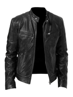 Men’s Timeless Faux Leather Jacket with Zip Fastening Black