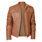Men’s Timeless Faux Leather Jacket with Zip Fastening Brown