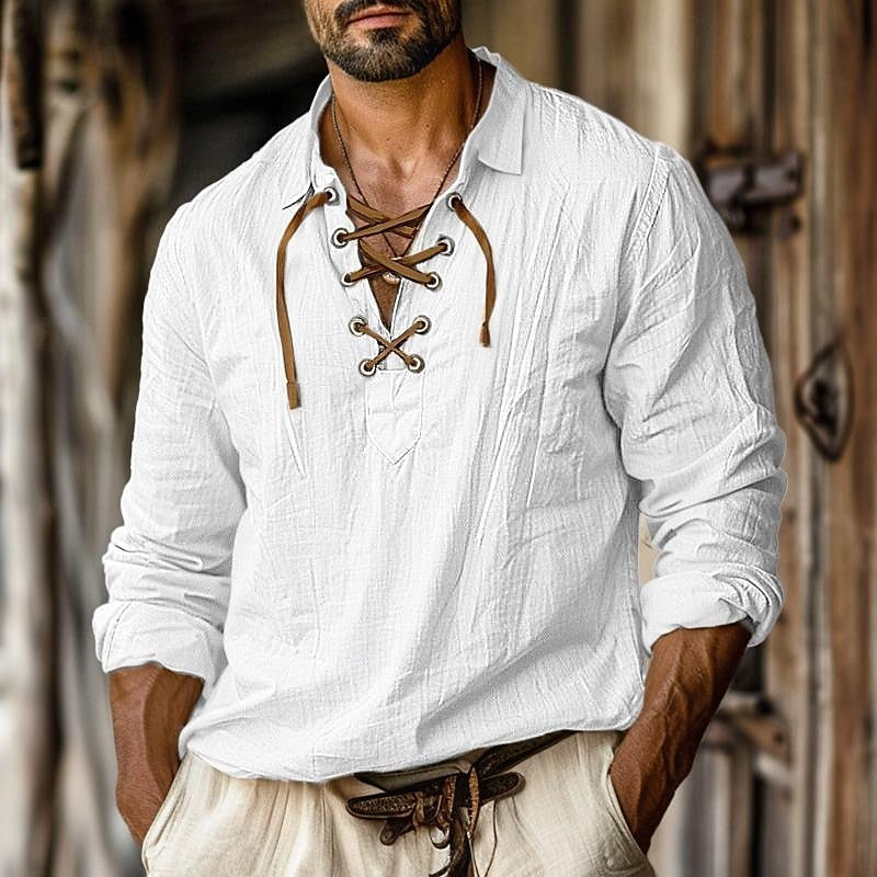 Men’s Breathable Long Sleeve Shirt – Spring and Summer Ready White
