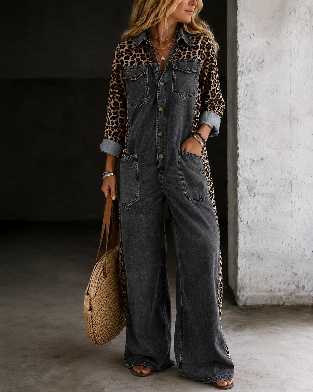 Women’s Casual Wide-Leg Jumpsuit Black