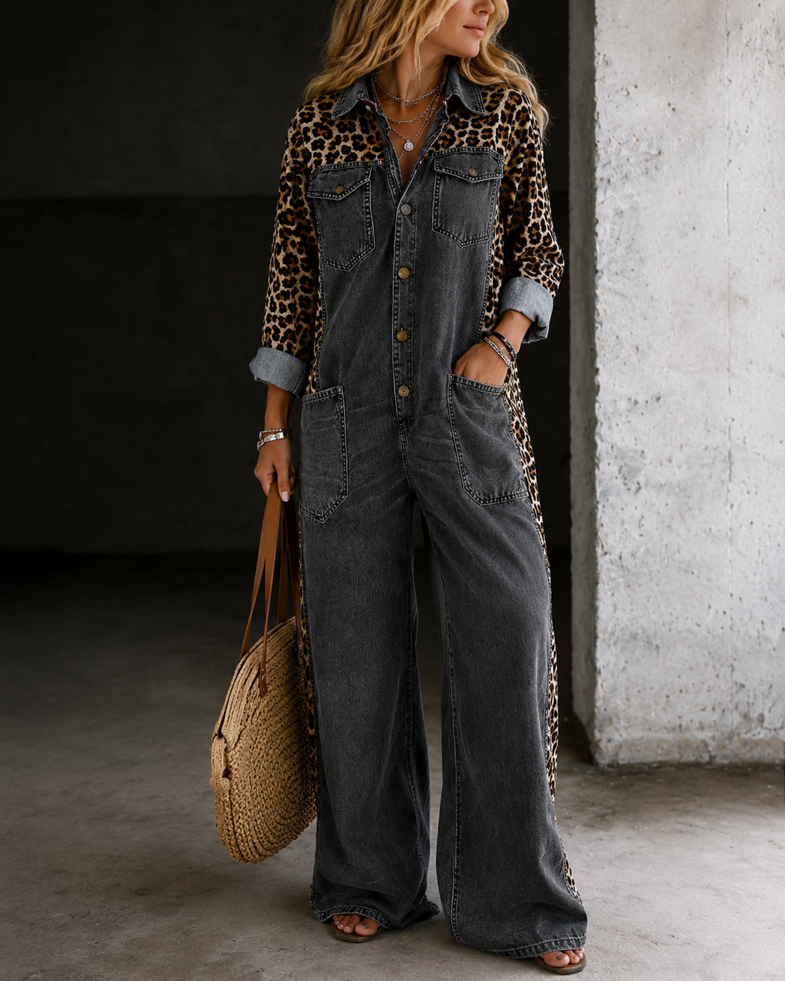Women’s Casual Wide-Leg Jumpsuit Black