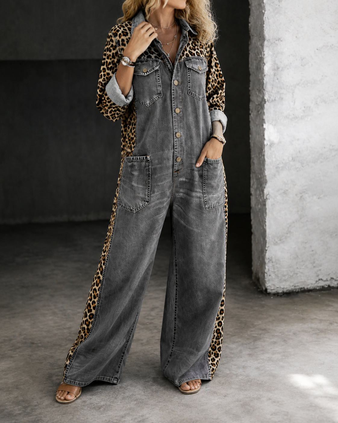 Women’s Casual Wide-Leg Jumpsuit Grey