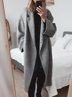 Women’s Longline Button-Up Winter Coat Grey